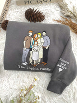 Custom Family Portrait Embroidered Sweatshirt, Personalized Faceless Photo Sweatshirt, Anniversary Gift for Parents, Gift for Family