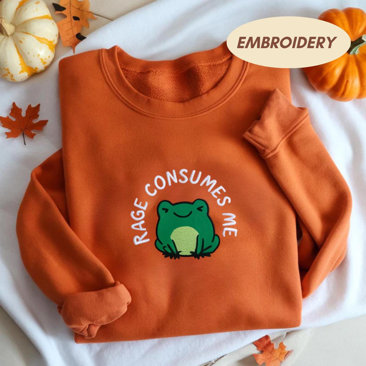 Embroidered Frog Shirt, Rage Consumes Me Embroidered Shirt, Nature Lover Shirt, Embroidered Funny Shirt, Huzzah Frog Meme Shirt,Funny Hoodie