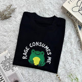 Embroidered Frog Shirt, Rage Consumes Me Embroidered Shirt, Nature Lover Shirt, Embroidered Funny Shirt, Huzzah Frog Meme Shirt,Funny Hoodie