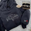 Custom Your Car Line Art Embroidered Sweatshirt, Car Photo Embroidered, Personalized Race Car Sweatshirt, Custom Car Guy Gift, Car Lover