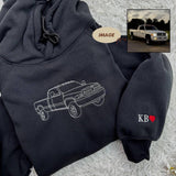 Custom Your Car Line Art Embroidered Sweatshirt, Car Photo Embroidered, Personalized Race Car Sweatshirt, Custom Car Guy Gift, Car Lover