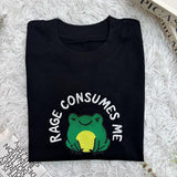 Embroidered Frog Shirt, Rage Consumes Me Embroidered Shirt, Nature Lover Shirt, Embroidered Funny Shirt, Huzzah Frog Meme Shirt,Funny Hoodie
