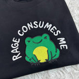 Embroidered Frog Shirt, Rage Consumes Me Embroidered Shirt, Nature Lover Shirt, Embroidered Funny Shirt, Huzzah Frog Meme Shirt,Funny Hoodie
