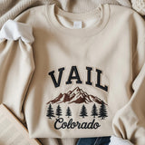 Vail Colorado Mountain Adventure Sweatshirt, Nature Lover Hiking Embroidered Crewneck