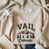 Vail Colorado Mountain Adventure Sweatshirt, Nature Lover Hiking Embroidered Crewneck