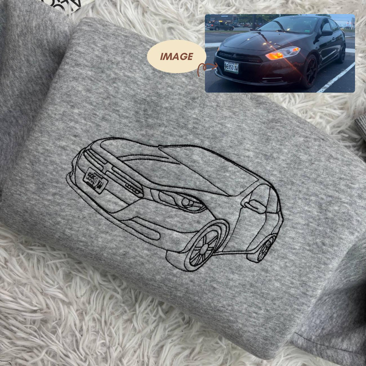Custom Your Car Line Art Embroidered Sweatshirt, Car Photo Embroidered, Personalized Race Car Sweatshirt, Custom Car Guy Gift, Car Lover