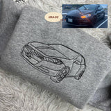 Custom Your Car Line Art Embroidered Sweatshirt, Car Photo Embroidered, Personalized Race Car Sweatshirt, Custom Car Guy Gift, Car Lover