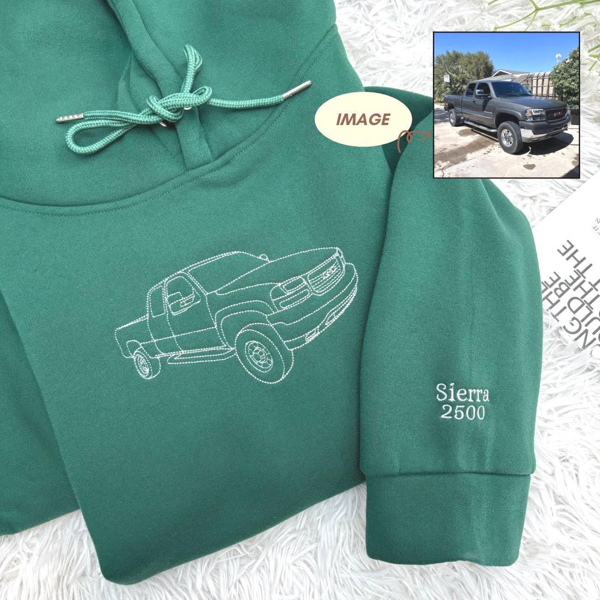 Custom Your Car Line Art Embroidered Sweatshirt, Car Photo Embroidered, Personalized Race Car Sweatshirt, Custom Car Guy Gift, Car Lover