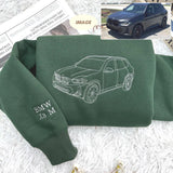 Custom Your Car Line Art Embroidered Sweatshirt, Car Photo Embroidered, Personalized Race Car Sweatshirt, Custom Car Guy Gift, Car Lover