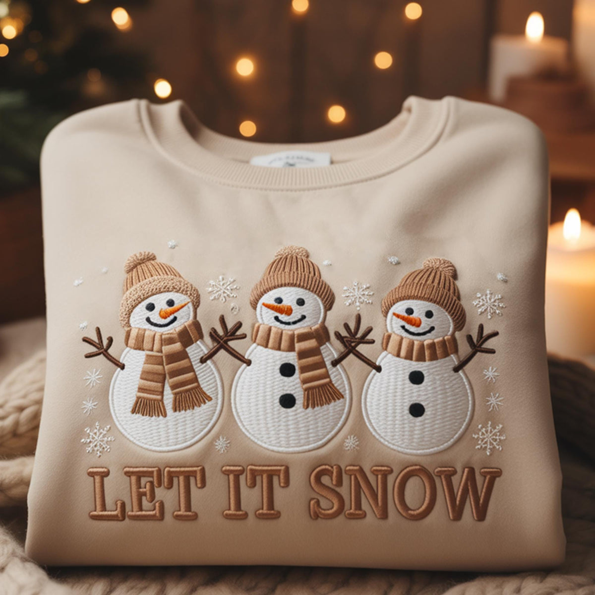 Embroidered Snowman Sweatshirt: Cozy Winter Holiday Crewneck