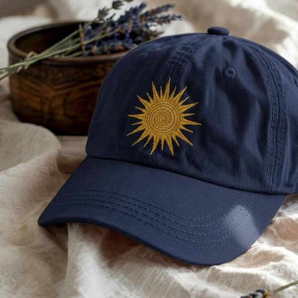 Sun Embroidered Hat, Minimal Sunshine Cap, Cozy Unisex Dad Hat, Aesthetic Summer Embroidery Gift