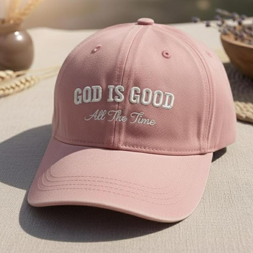God Is Good Embroidered Cotton Dad Hat, Christian Gift