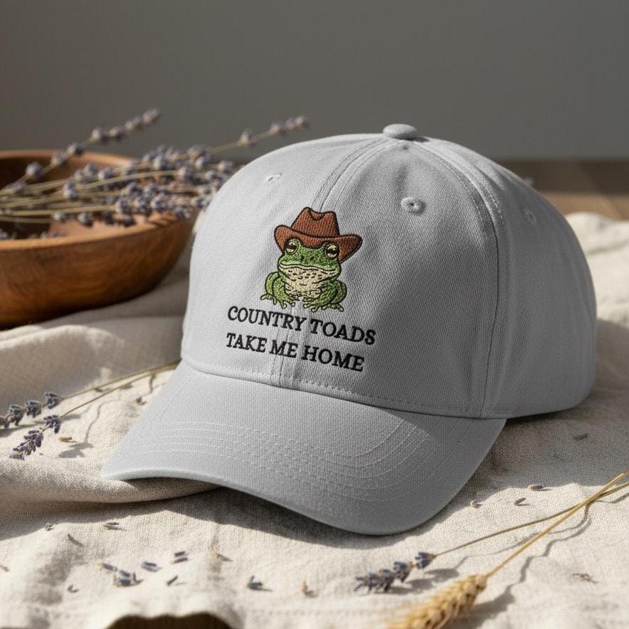Cowboy Frog Embroidered Hat, Funny Western Cap, Cute Rodeo Embroidery Dad Hat, Country Frog Lover Gift