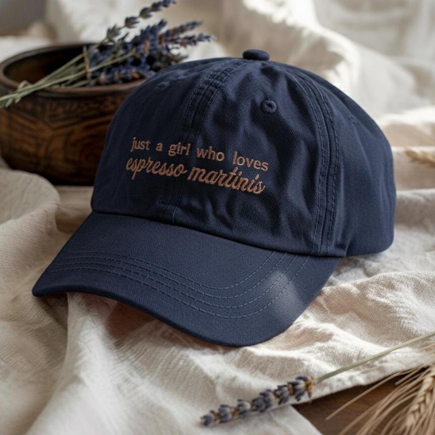 Espresso Martini Embroidered Hat, Aesthetic Coffee Cap, Cocktail Embroidery Dad Hat, Bar Lover Gift
