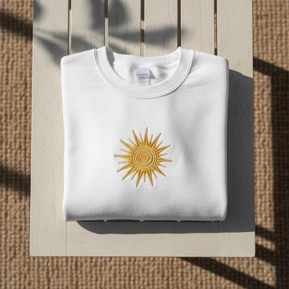 Embroidered Sun Sweatshirt, Minimalist Sunshine Crewneck, Cozy Unisex Embroidered Sweater, Positive Vibes Gift