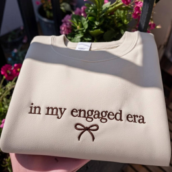 Embroidered Engagement Bow Sweatshirt, Bride To Be Gift Future Mrs Crewneck