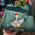 Embroidered Christmas Duck Sweatshirt, Cute Funny Santa Hat Holiday Crewneck Gift