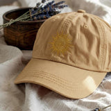 Sun Embroidered Hat, Minimal Sunshine Cap, Cozy Unisex Dad Hat, Aesthetic Summer Embroidery Gift