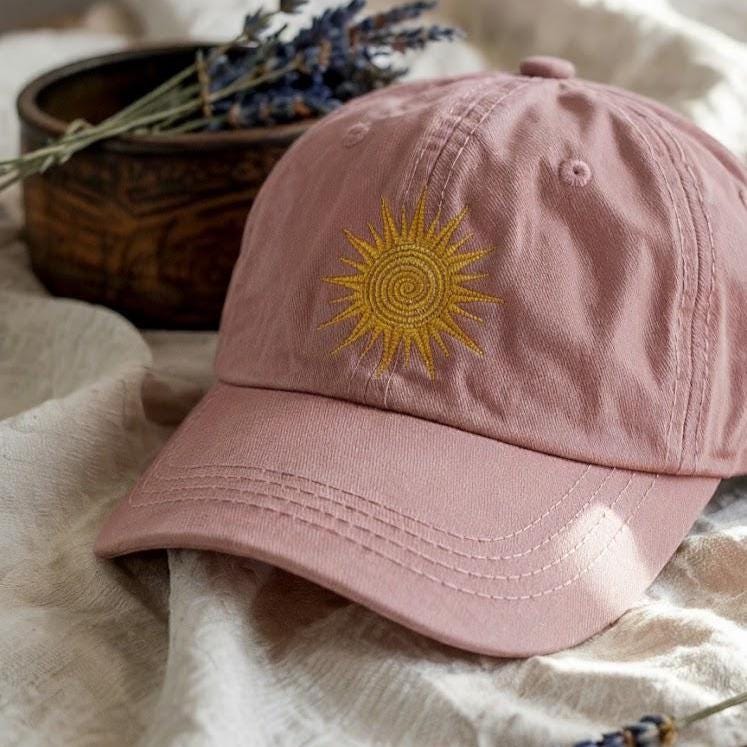 Sun Embroidered Hat, Minimal Sunshine Cap, Cozy Unisex Dad Hat, Aesthetic Summer Embroidery Gift