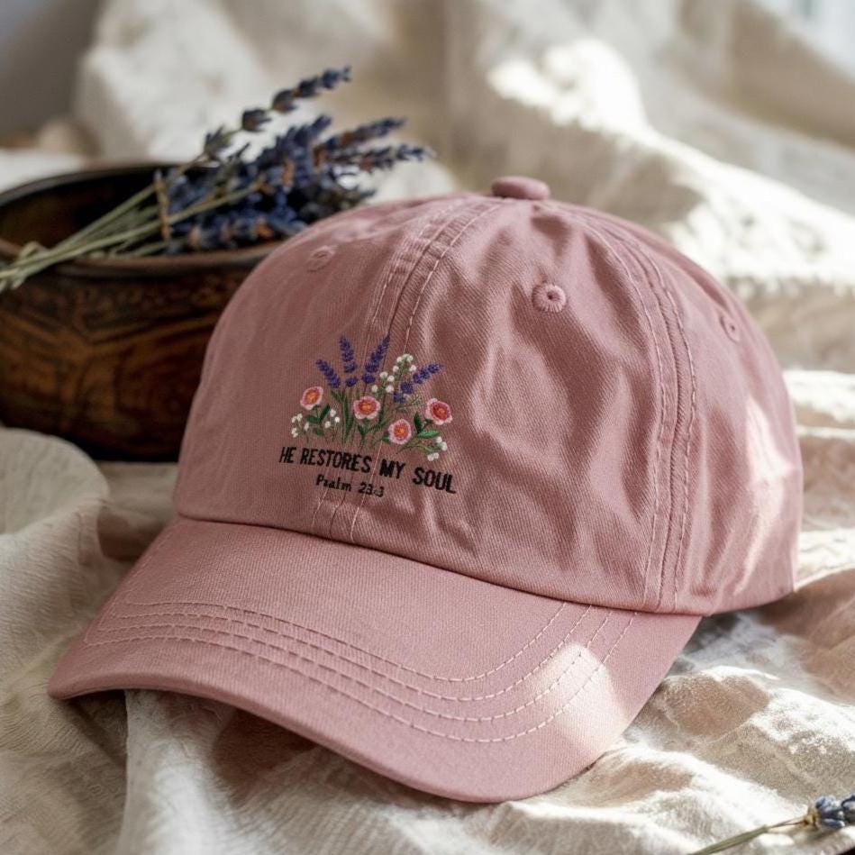 Embroidered Floral Christian Hat, Bible Verse Dad Cap