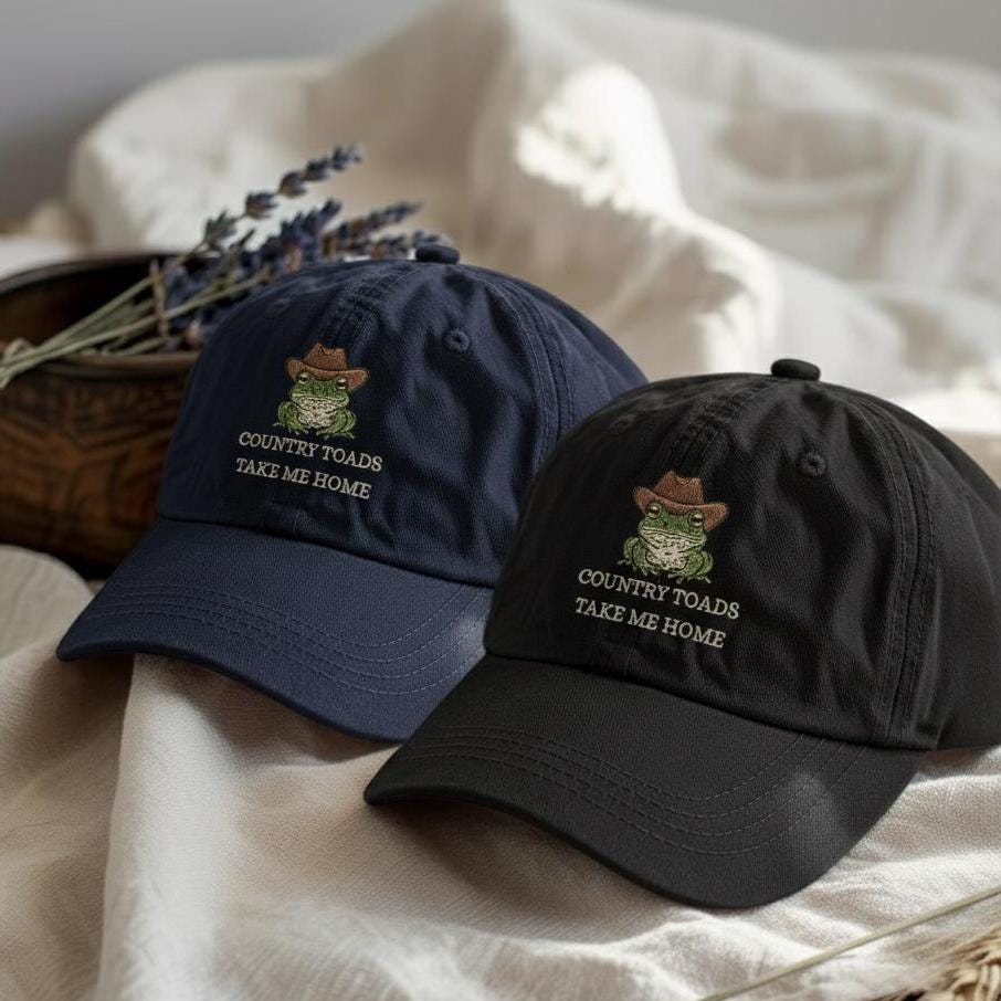 Cowboy Frog Embroidered Hat, Funny Western Cap, Cute Rodeo Embroidery Dad Hat, Country Frog Lover Gift