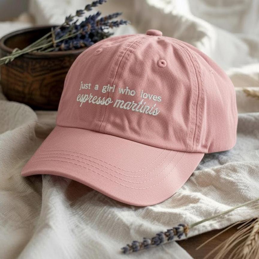 Espresso Martini Embroidered Hat, Aesthetic Coffee Cap, Cocktail Embroidery Dad Hat, Bar Lover Gift