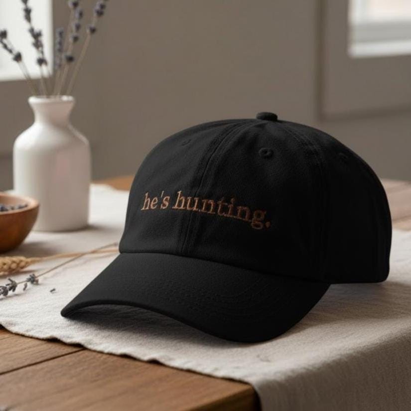 He's Hunting Embroidered Hat, Funny Hunting Wife Cap, Deer and Duck Embroidery Dad Hat, Hunter Gift for Him
