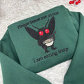 Mothman Eating Soup Embroidered Sweatshirt, Funny Cryptid Tee Please Leave Me Alone I'm Eating Soup Sweatshirt, Funny Mothman Shirt