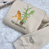Marcus The Worm Embroidered Sweatshirt, Funny Im Sensitive Brain Rot Crewneck