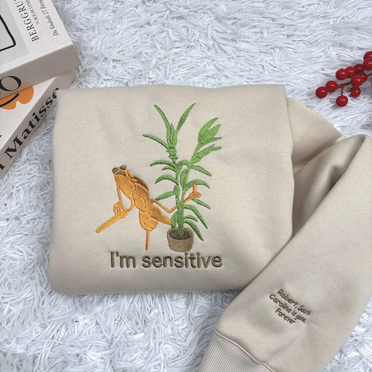 Marcus The Worm Embroidered Sweatshirt, Funny Im Sensitive Brain Rot Crewneck