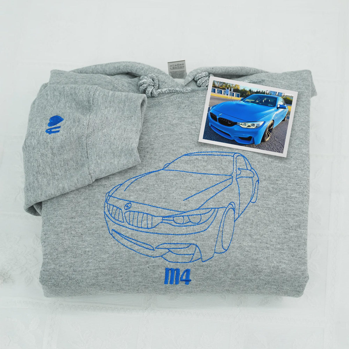 Custom Car Line Art Embroidered Sweatshirt, Trucker Style Embroidery, Custom Car Portrait Gift, Valentine Gift for Boyfriend