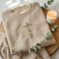 Embroidered YHWH Floral Cross Sweatshirt, Christian Hebrew God Name Faith Crewneck