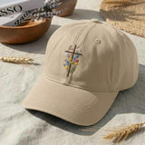 Wildflower Cross Embroidered Hat, Christian Baseball Cap, Religious Gift For Her, Jesus Lover Dad Hat, Bible Study Accessory, Faith Cap