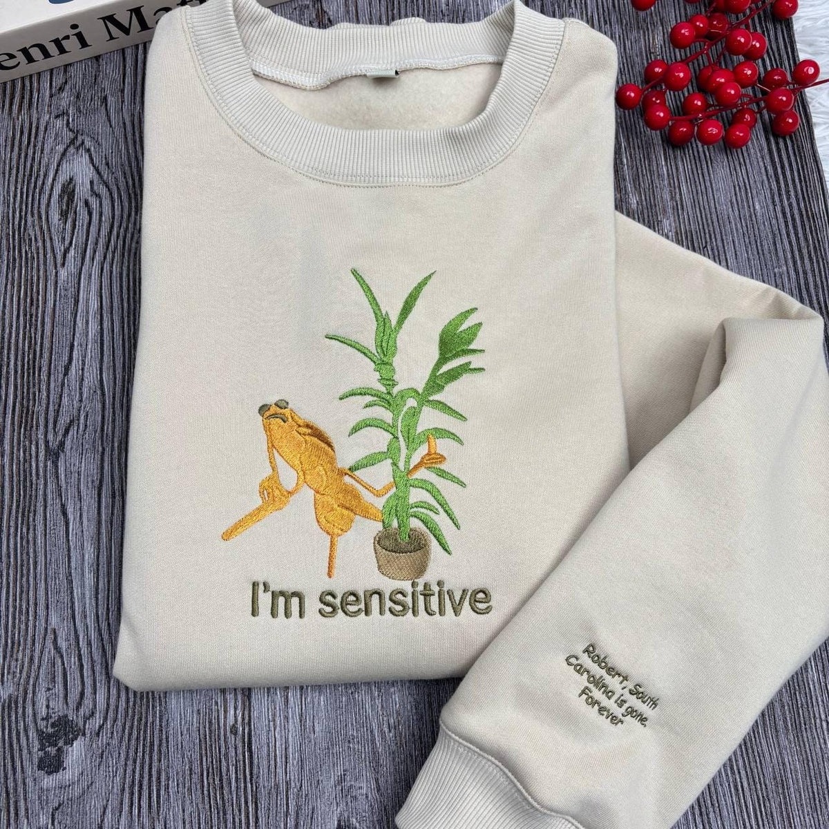 Marcus The Worm Embroidered Sweatshirt, Funny Im Sensitive Brain Rot Crewneck