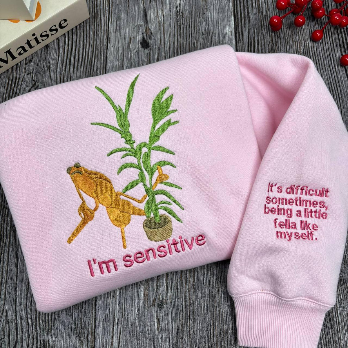 Marcus The Worm Embroidered Sweatshirt, Funny Im Sensitive Brain Rot Crewneck