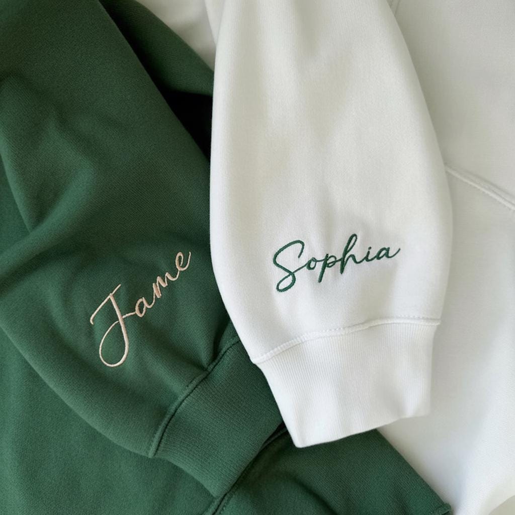 Embroidered Pregnancy Announcement Sweatshirt, Brewing A Tiny Bean Coffee Crewneck