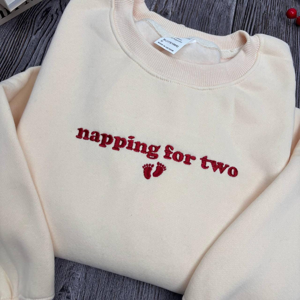 Embroidered Napping For Two Sweatshirt, Pregnancy Announcement Mom to Be Crewneck