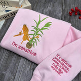 Marcus The Worm Embroidered Sweatshirt, Funny Im Sensitive Brain Rot Crewneck