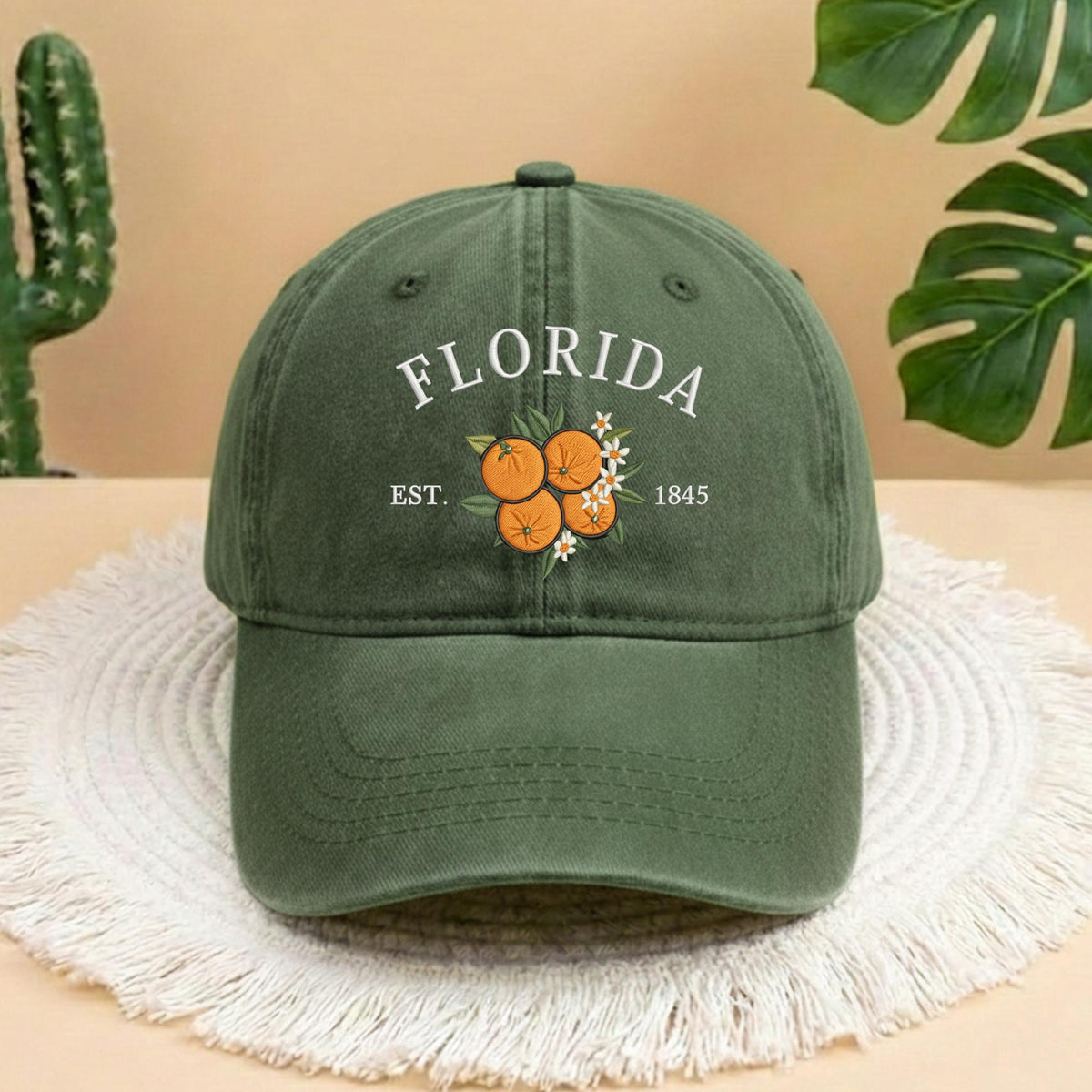 Florida State Flower Embroidered Baseball Cap, Orange Blossom Hat, Trendy Sunshine State Pride Gift, Minimalist Floral Florida Sun Hat
