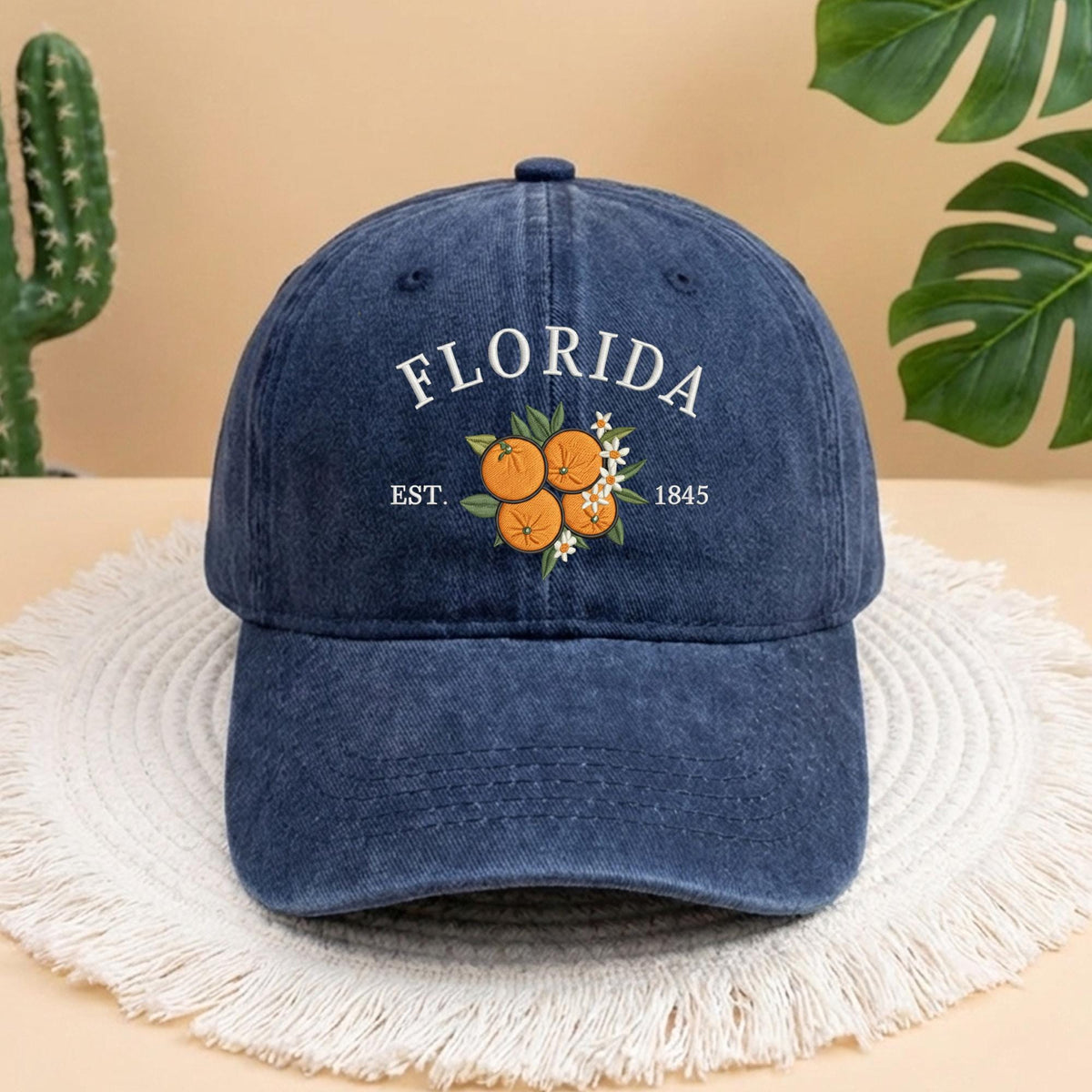 Florida State Flower Embroidered Baseball Cap, Orange Blossom Hat, Trendy Sunshine State Pride Gift, Minimalist Floral Florida Sun Hat