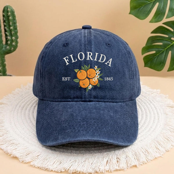 Florida State Flower Embroidered Baseball Cap, Orange Blossom Hat, Trendy Sunshine State Pride Gift, Minimalist Floral Florida Sun Hat
