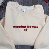 Embroidered Napping For Two Sweatshirt, Pregnancy Announcement Mom to Be Crewneck