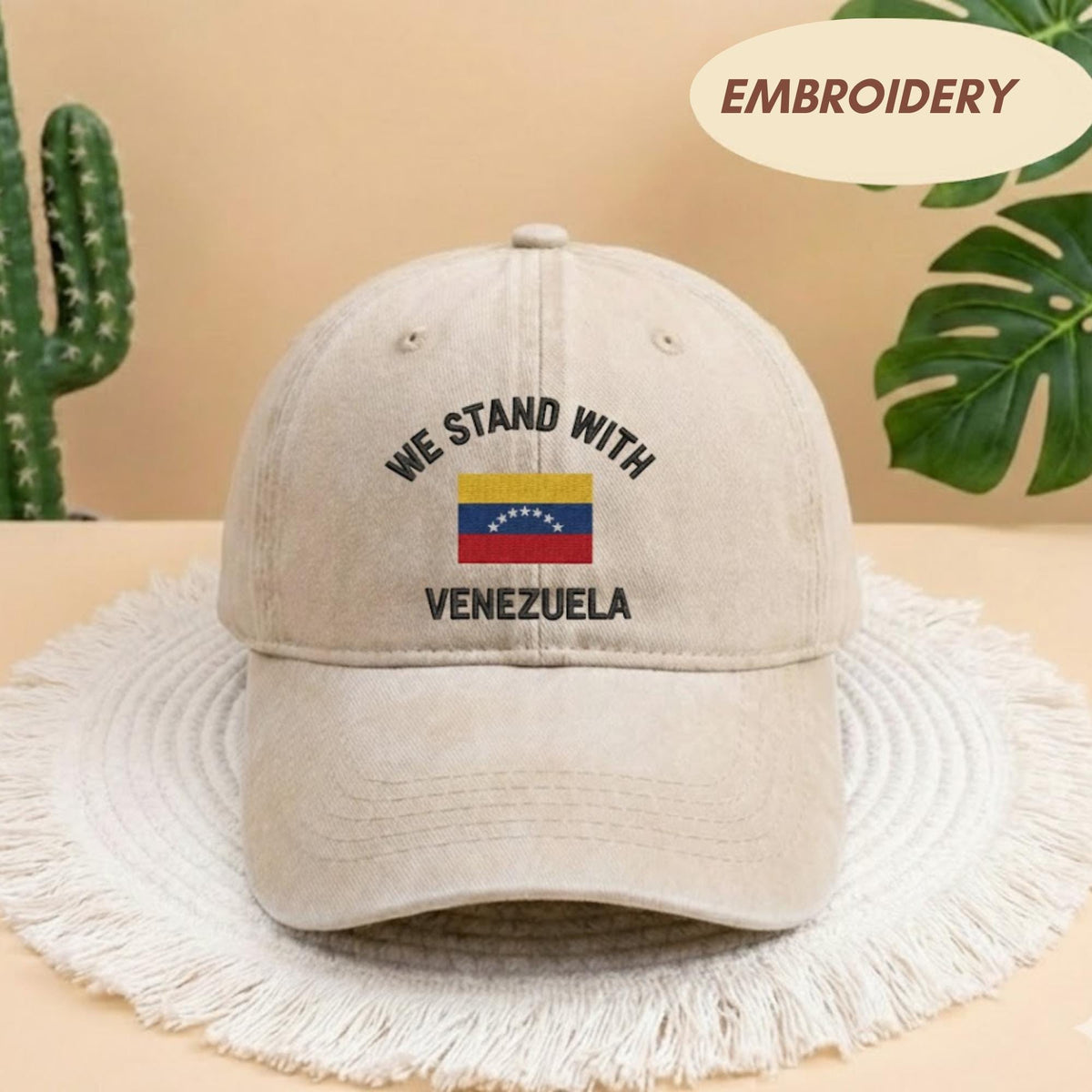 We Stand With Venezuela Embroidered Hat, Venezuela Flag Baseball Cap, Country Pride Apparel, Vintage Venezuela Hat, South America Gift