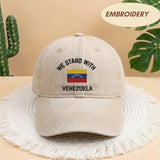 We Stand With Venezuela Embroidered Hat, Venezuela Flag Baseball Cap, Country Pride Apparel, Vintage Venezuela Hat, South America Gift