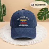 We Stand With Venezuela Embroidered Hat, Venezuela Flag Baseball Cap, Country Pride Apparel, Vintage Venezuela Hat, South America Gift