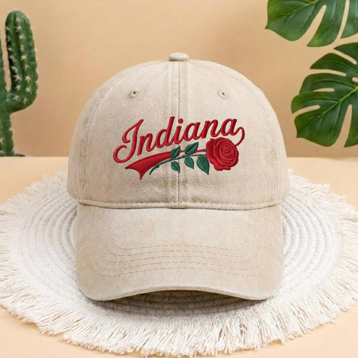 Indiana State Flower Embroidered Hat, Embroidered Indiana Rose Hat, Indiana Hat, State Hat, Trendy Flower Lover Gift, Custom State Pride