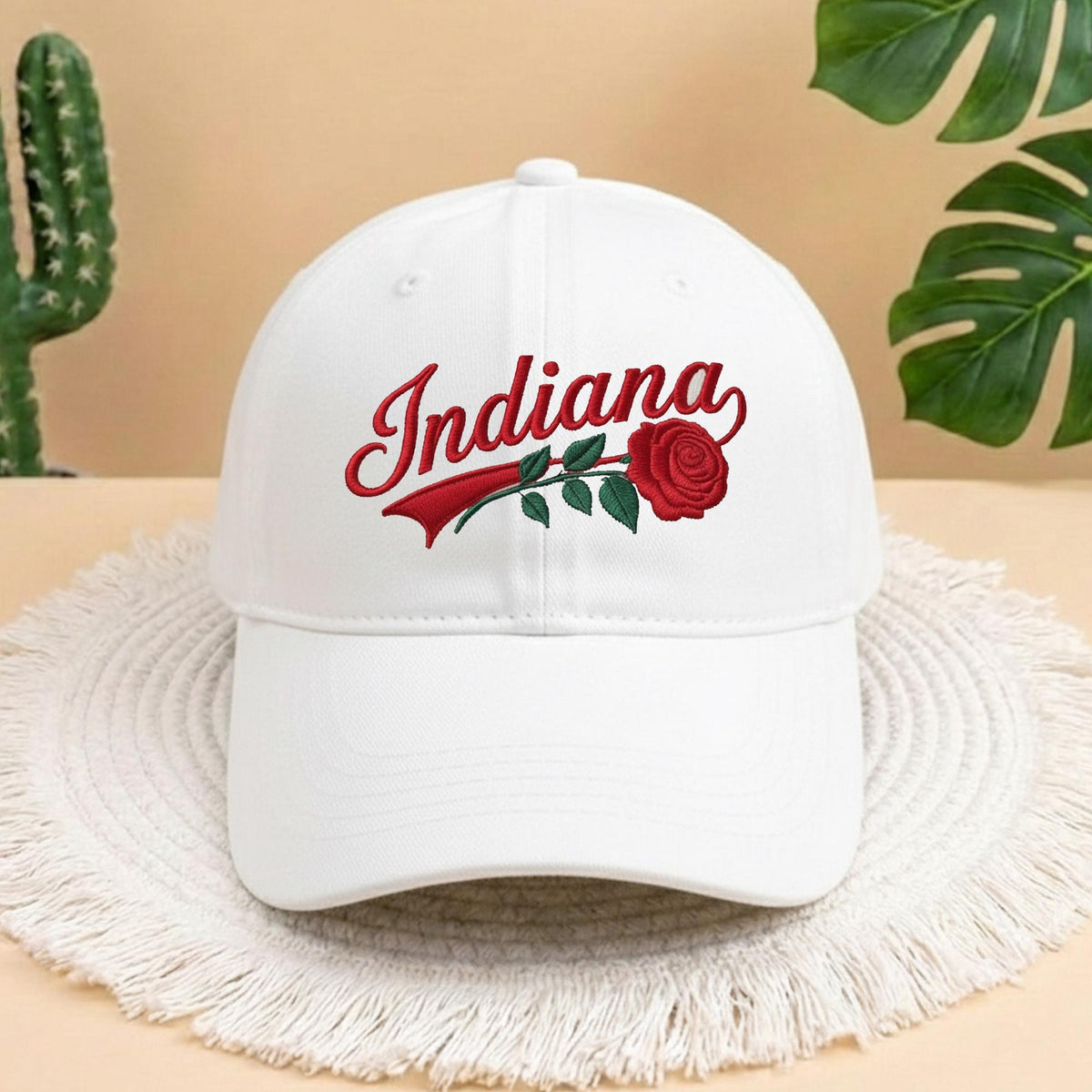 Indiana State Flower Embroidered Hat, Embroidered Indiana Rose Hat, Indiana Hat, State Hat, Trendy Flower Lover Gift, Custom State Pride