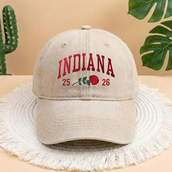 Indiana State Flower Embroidered Hat, Embroidered Indiana Rose Hat, Indiana Hat, State Hat, Indiana Rose, Custom State Pride