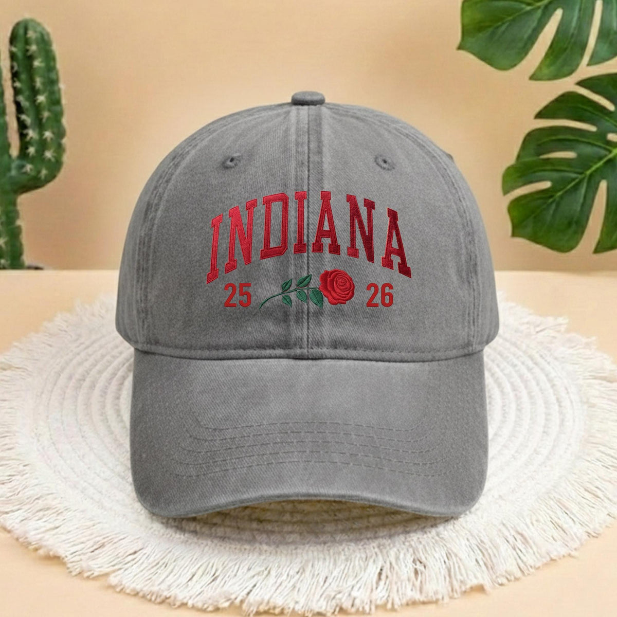 Indiana State Flower Embroidered Hat, Embroidered Indiana Rose Hat, Indiana Hat, State Hat, Indiana Rose, Custom State Pride