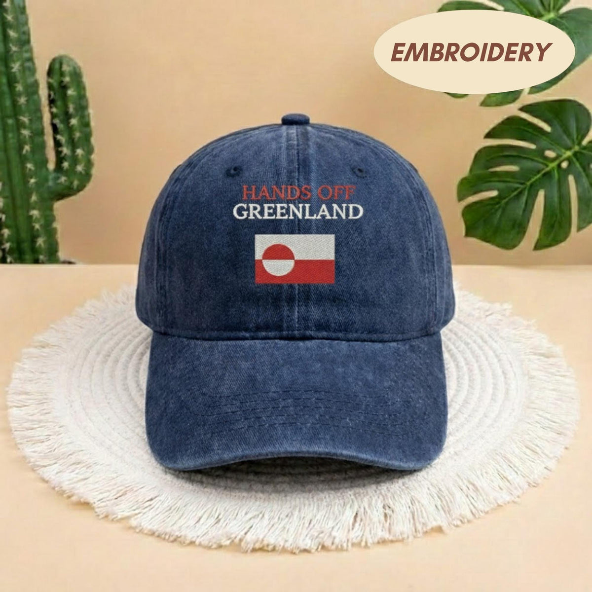 Hands Off Greenland Flag Embroidered Hat, Vintage Greenland Flag Baseball Cap, Arctic Pride Cap, Nordic Country Top, Travel Souvenir Gift
